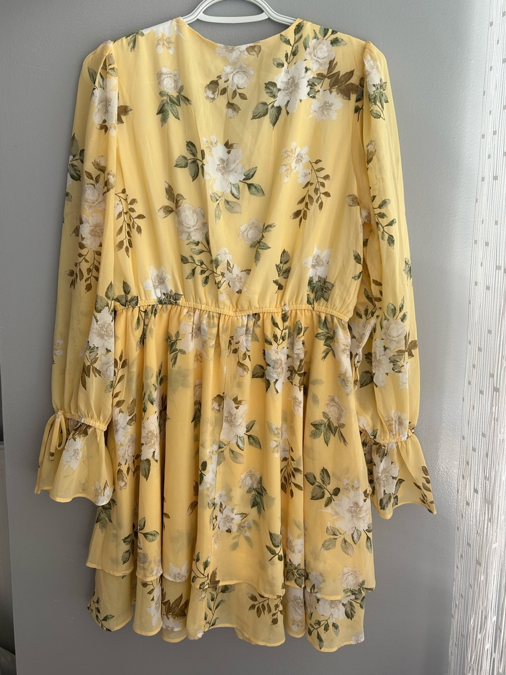 Suzy Yellow Floral Ruffle V-Neck Dress - Picture 10 of 12